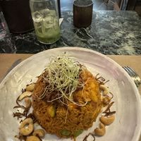 Indonesian plate  at Winners Vegan Restaurant in Athens