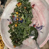 Kale salad - I think it was my favorite. With tahini sauce, pomegranate, crunchy chickpeas  at Winners Vegan Restaurant in Athens