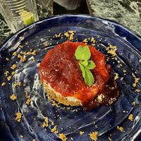 Strawberry cheesecake that wasn’t on the menuu  at Winners Vegan Restaurant in Athens