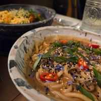 Miso udon at Winners Vegan Restaurant in Athens