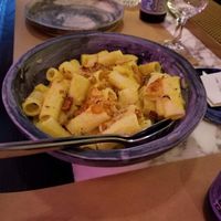 Mac n Cheese with coconut bacon at Winners Vegan Restaurant in Athens