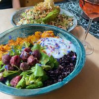 Turmeric Curry and the L.A. Salad at Winners Vegan Restaurant in Athens