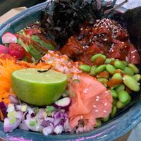 Hawaiian poke bowl  at Winners Vegan Restaurant in Athens