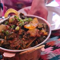 okra curry (can be made vegan) at Curry Palace and Tandoor in Bruges