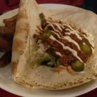 Flatbread, rice, chips and chilli (too many carbs according to my mother) at Bear Bar in St Agnes