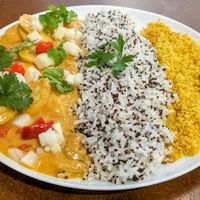 Moqueca with farofa - bloody excellent! at Pratada  in Sao Paulo