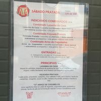 Cardápio de sábado (14/09/2024) at Pratada  in Sao Paulo
