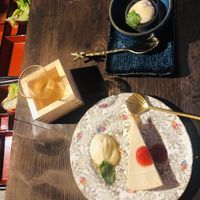 Panacotta sesame / cheesecake / sake frais  at Itadakizen Paris in Paris