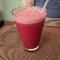 Pomegranate and pineapple juice at Cafe Veda in Jaipur