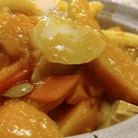 pumpkin, water chestnut, tofu, carrot, baby corn
(don't remember what they call it) at Po Lin Yuen 寶蓮苑素食 - Sai Ying Pun in Hong Kong Island