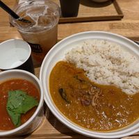 Minestrone and Indian eggplant curry (only vegan options on the menu) at Soup Stock Tokyo - Central Towers in Nagoya