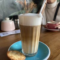 Latte machiatto (the cookie has butter) at EM Breakfast Club in Hamburg