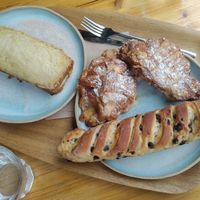 Croque-messieur, viennoise au chocolat et croissants aux amandes *_* at Land & Monkeys - Beaumarchais in Paris