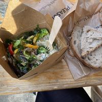 Yummy salad, and bread!   at Land & Monkeys - Beaumarchais in Paris