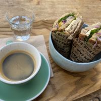 Umami sandwich and double espresso  at Land & Monkeys - Beaumarchais in Paris