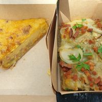 Quiche lorraine, Bacon foccacia at Land & Monkeys - Beaumarchais in Paris