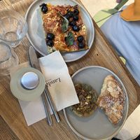 focaccia, almond croissant & chimp cookie!   at Land & Monkeys - Beaumarchais in Paris