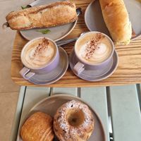 Coffee 10/10, the baguette sandwiches 100/10 (very filling too!) at Land & Monkeys - Beaumarchais in Paris