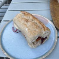 Mediterranean sandwich (split in half as we shared it)  at Land & Monkeys - Beaumarchais in Paris