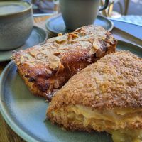 Almond Bostock + Chausson aux pommes + Coffee at Land & Monkeys - Beaumarchais in Paris