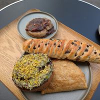 Monkey cookie, chocolate Viennese bread, pistachio bobka, apple turnover at Land & Monkeys - Beaumarchais in Paris