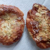 Pain au chocolat aux amandes and Croissant aux amandes at Land & Monkeys - Beaumarchais in Paris