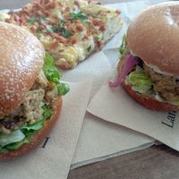 Burger Chick Bun and Focaccia Lardon at Land & Monkeys - Beaumarchais in Paris