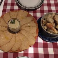 Seitan carpaccio with croutons  at Al Sanpietrino Trattoria in Lisbon
