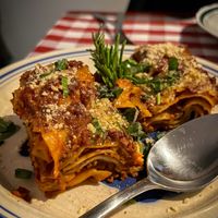 Lasagna bolognese at Al Sanpietrino Trattoria in Lisbon
