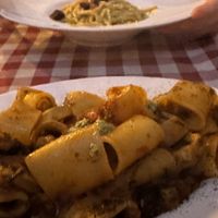 Carbonara (dissapointing) & chewy ‚calamari‘ dish  at Al Sanpietrino Trattoria in Lisbon