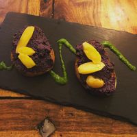 Beetroot Hummus bruschetta  at Terra in Berlin