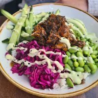 Sushi Bowl with Salmon at Vegan Street in Calgary
