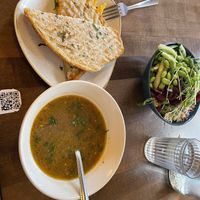 Mushroom soup(delicious), grilled cheese gooey and crispy, beet salad with lemon grass tofu. This was actually too much food but I enjoyed eating the rest at home.  at Vegan Street in Calgary
