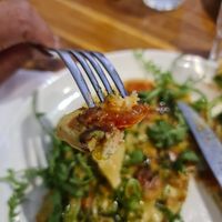 Vegan omelette, see the tomatoes #Veganuary at Three Hands Cafe in Brunswick