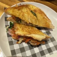 Veggie Delight toasty  at Three Hands Cafe in Brunswick