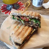 Mushroom and vegan cheese toastie at KIRAS in Kaunas