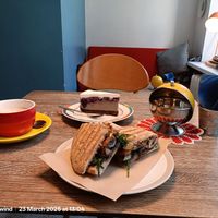 Mushroom sandwich - cardamom cake at KIRAS in Kaunas