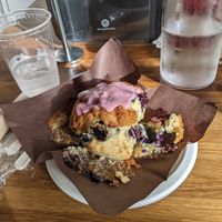 Blueberry Muffin with Black Currant Sauce (VEGAN) at 1748 Bakehouse in Jacksonville