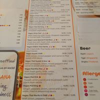 Menu at LANA in Clonmel