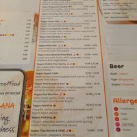 Menu at LANA in Clonmel