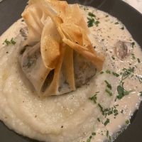 Aumônières champignons, purée de topinambours   at Urban Greener in Paris
