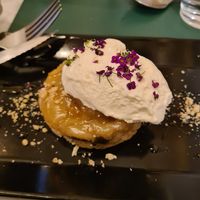 Limoncello and ginger pie with cream. This was delicious, a great balance of textures, and sweet yet tarte from the citrus. at Urban Greener in Paris