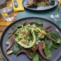 Focaccia with cheeze and courgette strips. at Urban Greener in Paris
