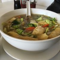 my wife's favorite wonton soup with extra veggies at Loving Hut in Orange