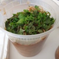 Chili the veggie rice noodle. My least  favorite thing we ordered here .  Chili The Garlic Tofu lamen was my favorite thing here at Dumpling the Noodle in Seattle