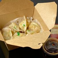 pumpkin edamame water chestnut dumplings (takeout)  at Dumpling the Noodle in Seattle