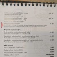 Options in the menu at Coffee & Books in Decin