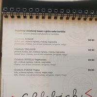 Options in the menu at Coffee & Books in Decin
