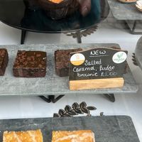 Vegan salted caramel brownie  at Morleys Bakers in Rochester