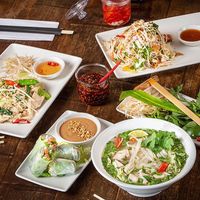 Wok fried noodles, summer rolls, pho and noodle salad  at Pho in Sheffield
